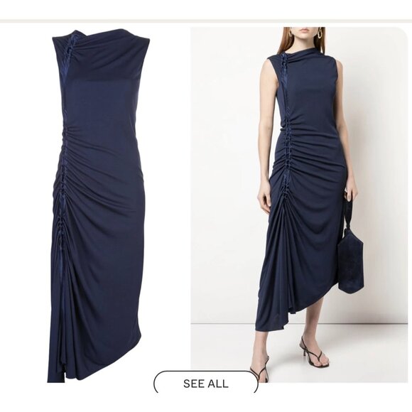 Sies Marjan Drapiertes Midi Dress in Blue Women’s Size 4 - Picture 2 of 8